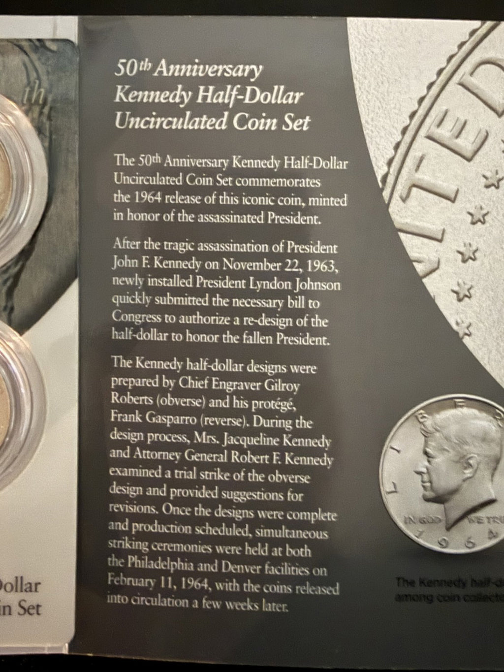 2014 US Mint 50th Anniversary Kennedy Half-Dollar Uncirculated Coin Set