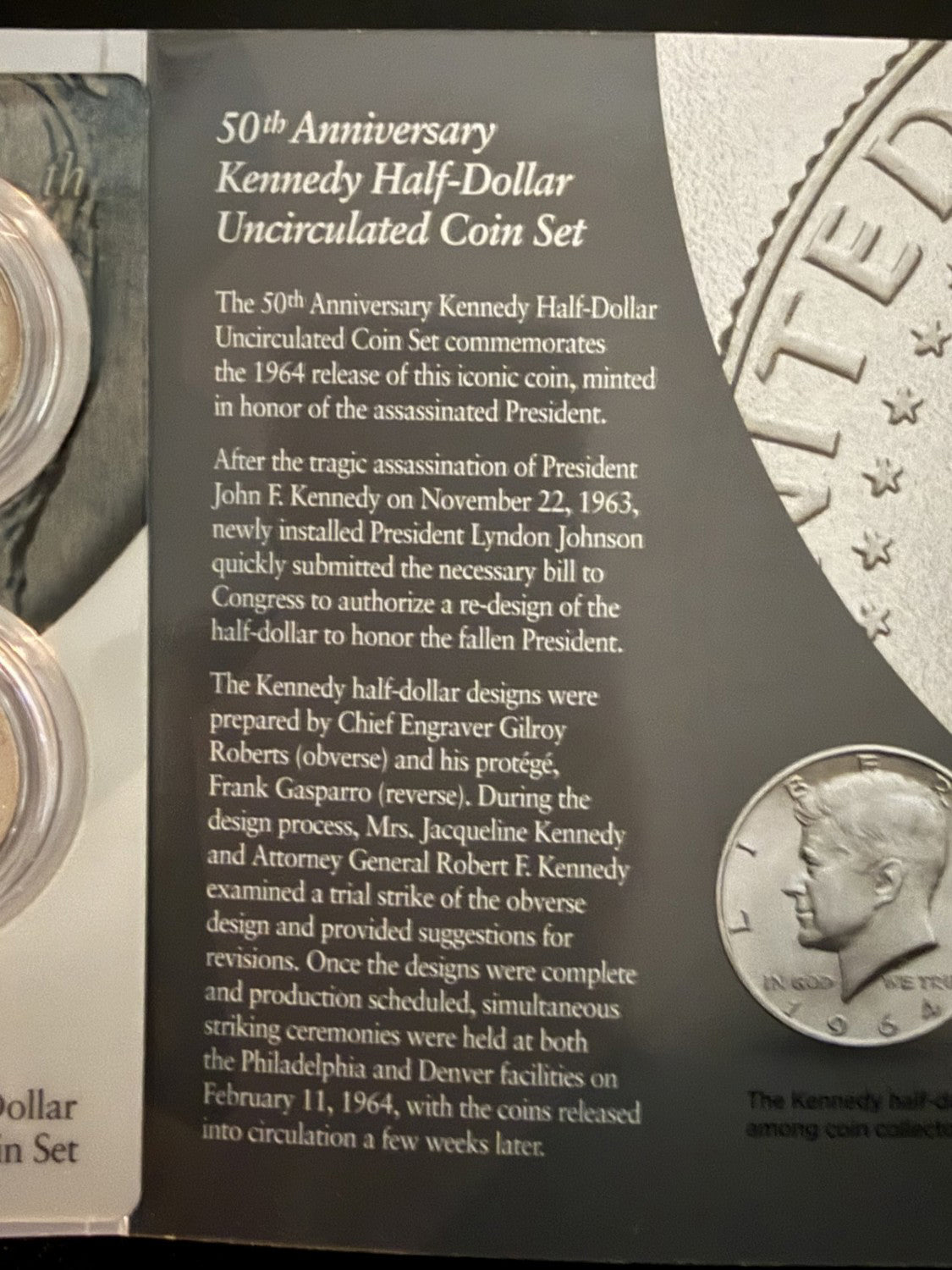 2014 US Mint 50th Anniversary Kennedy Half-Dollar Uncirculated Coin Set
