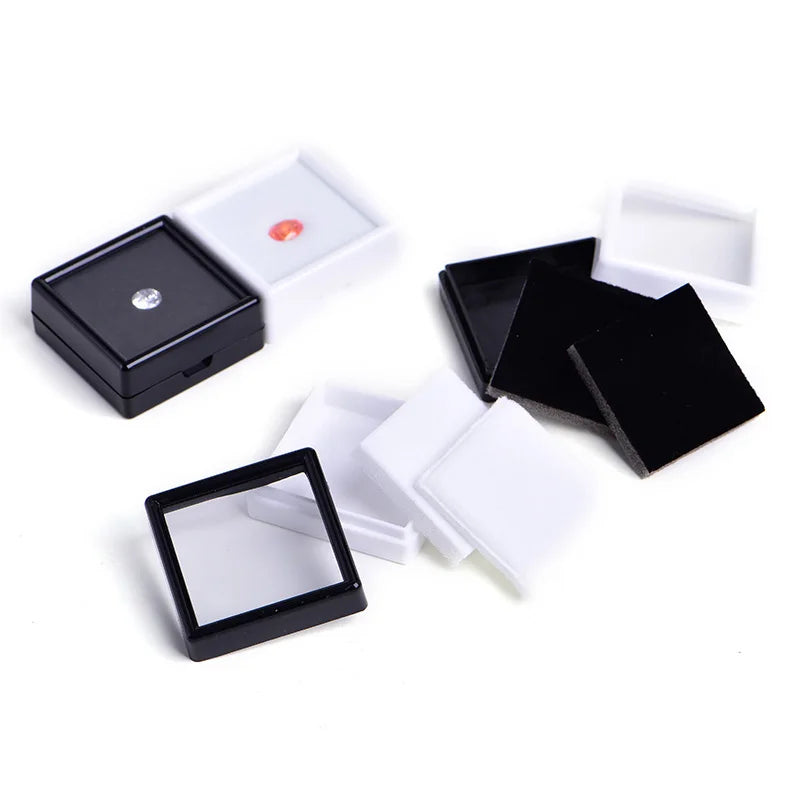 Glass Diamond Display Case  12-Slot Gem Coin & Jewelry Box