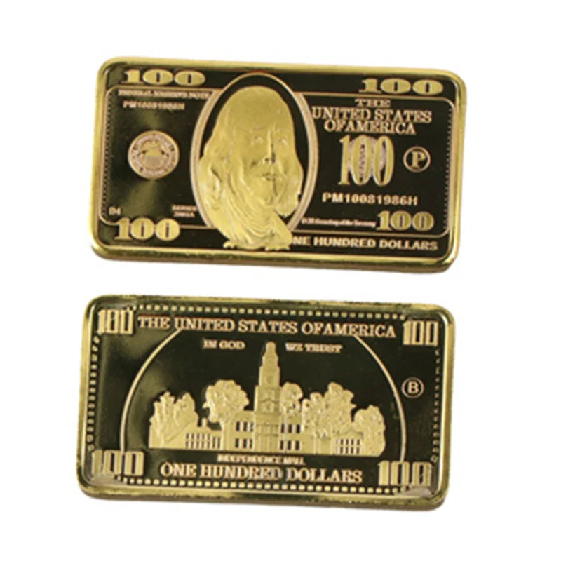 USA $100 Gold Bar Novelty Coin  24K Gold-Plated Collectible