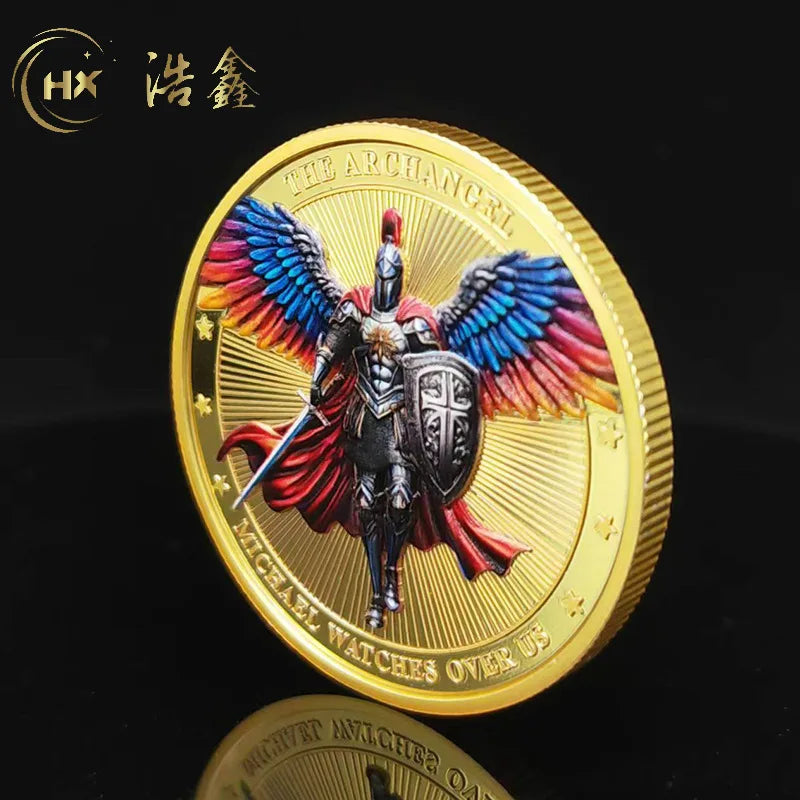 Saint Michael Angel Souvenir Coin Wings Knight Warrior Collection Coin Challenge Coin Commemorative