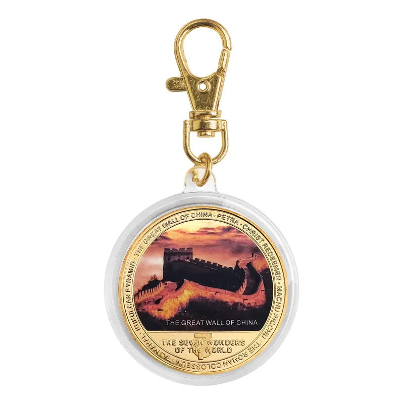The Seven Wonders of The World Gold Plated Commemorative Challenge Coins Souvenir Business Gift for Father Collectible Gift
