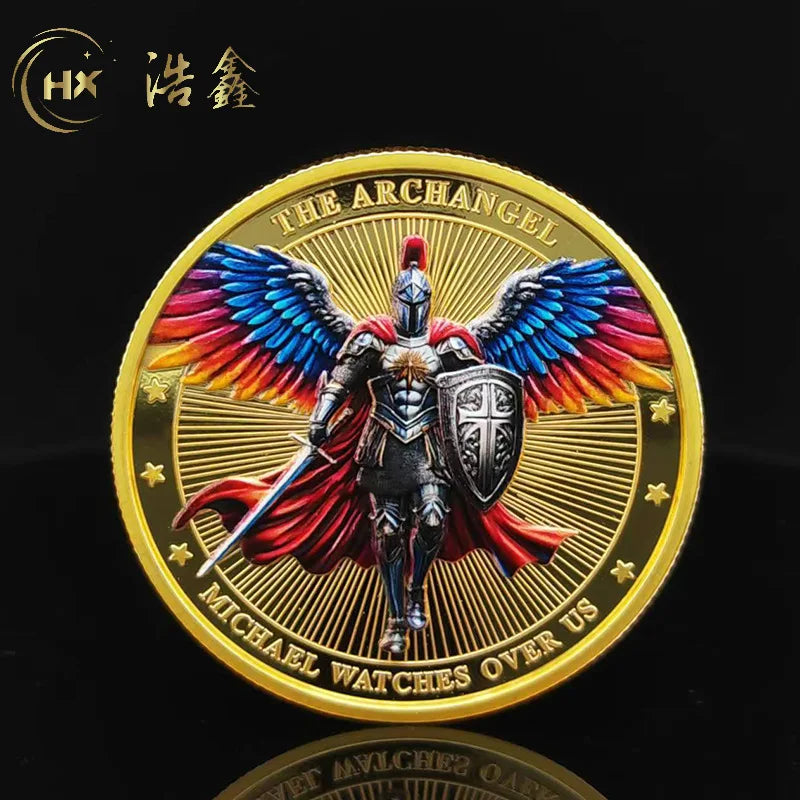 Saint Michael Angel Souvenir Coin Wings Knight Warrior Collection Coin Challenge Coin Commemorative