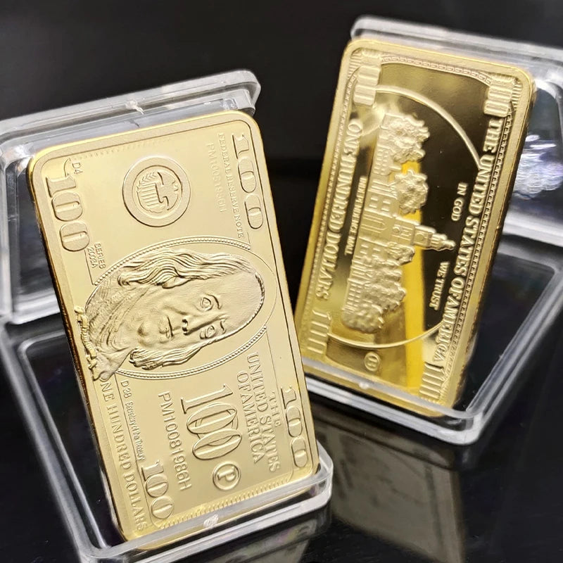 USA $100 Gold Bar Novelty Coin  24K Gold-Plated Collectible