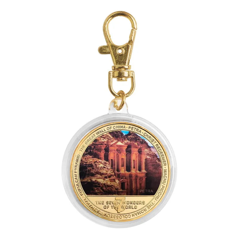 The Seven Wonders of The World Gold Plated Commemorative Challenge Coins Souvenir Business Gift for Father Collectible Gift