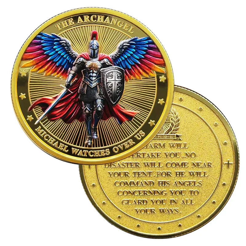 Saint Michael Angel Souvenir Coin Wings Knight Warrior Collection Coin Challenge Coin Commemorative