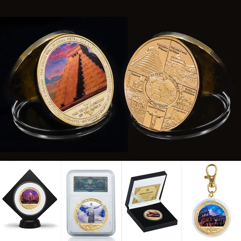 Seven Wonders of the World Gold-Plated Commemorative Coin Set