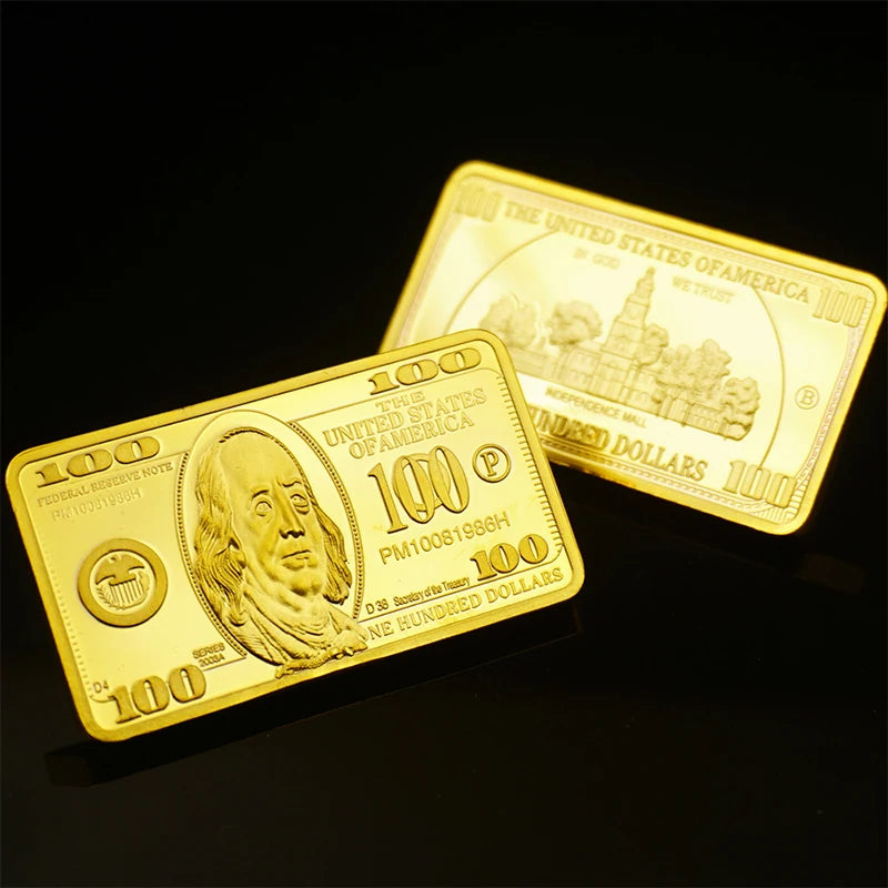 USA $100 Gold Bar Novelty Coin  24K Gold-Plated Collectible