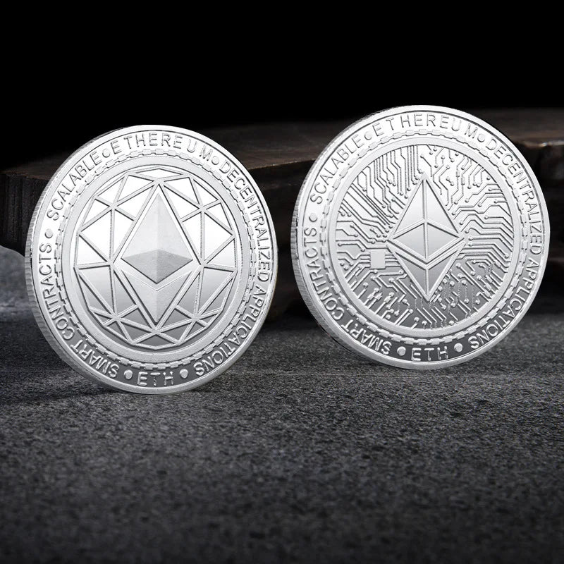 Bitcoin BTC ETH ADA XLM SHIB DOGE XRP SOL DOT LINK LTC UNI Coin Physical Metal Crypto Currency Coin Collection with Plastic Case