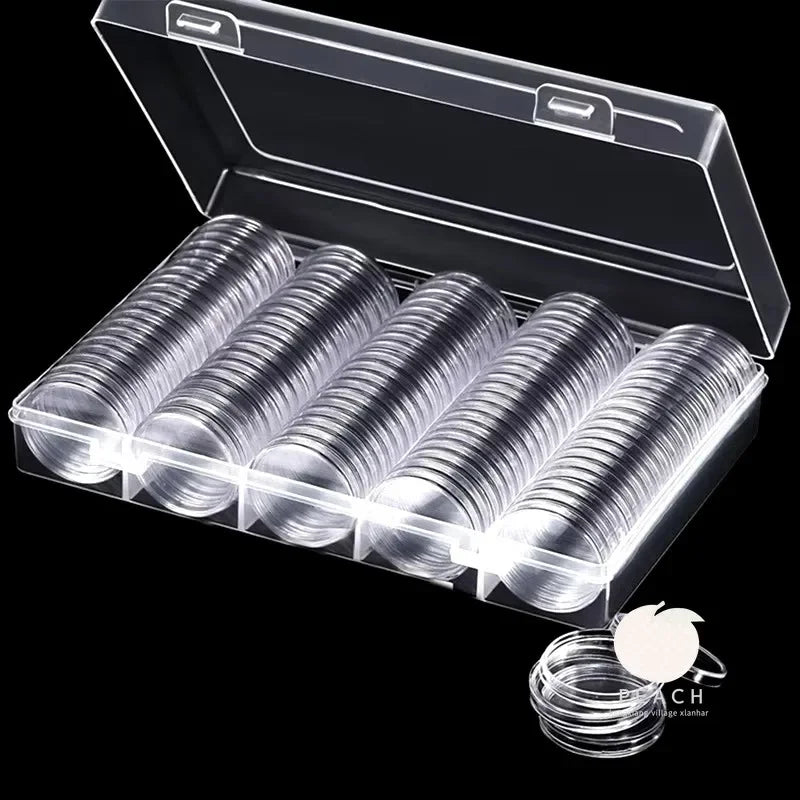 Clear Coin Capsule Storage Cases  27mm & 30mm (100 Pack)