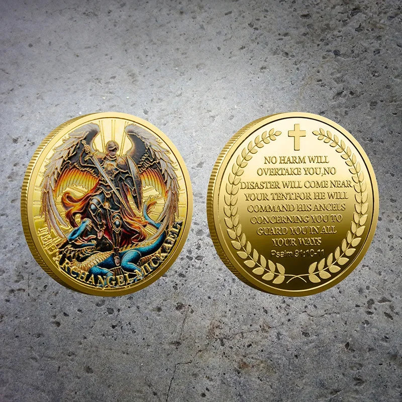 Archangel St. Michael Gold-Plated Guardian Angel Coin