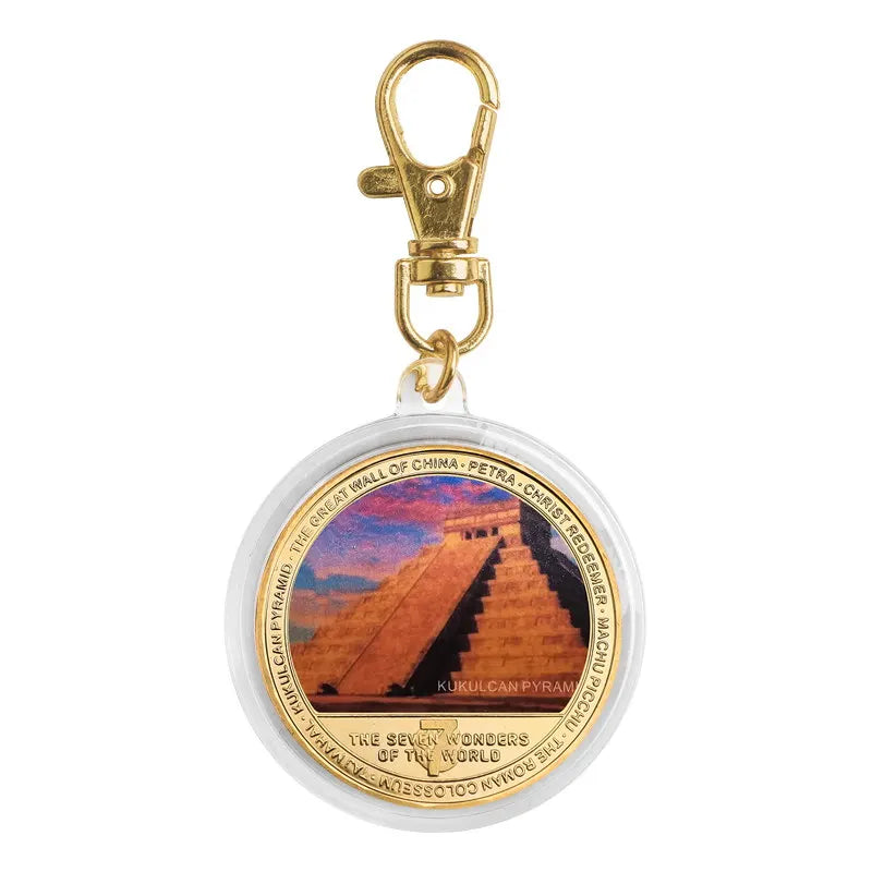 The Seven Wonders of The World Gold Plated Commemorative Challenge Coins Souvenir Business Gift for Father Collectible Gift