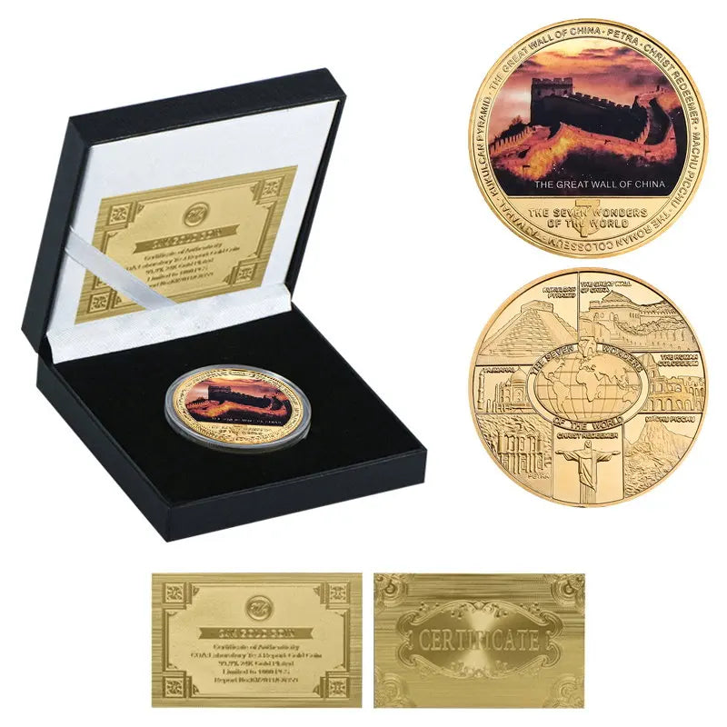 Seven Wonders of the World Gold-Plated Commemorative Coin Set