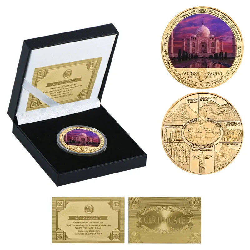 Seven Wonders of the World Gold-Plated Commemorative Coin Set