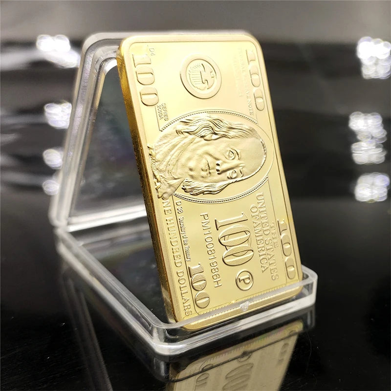USA $100 Gold Bar Novelty Coin  24K Gold-Plated Collectible