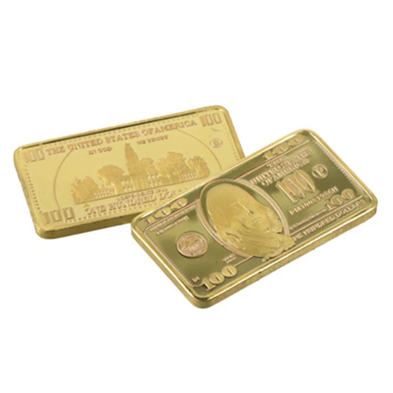 USA $100 Gold Bar Novelty Coin  24K Gold-Plated Collectible