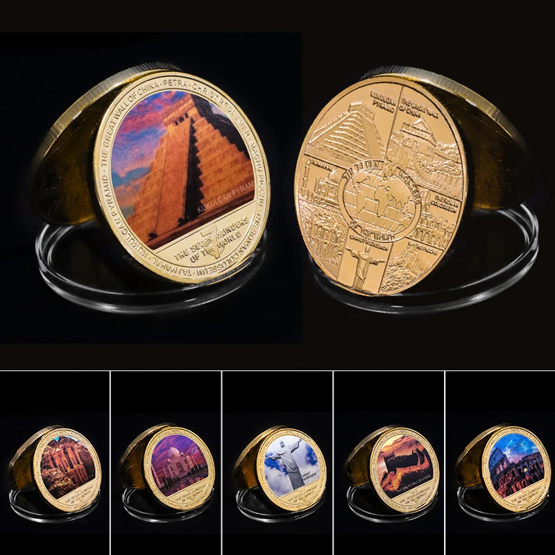 Seven Wonders of the World Gold-Plated Commemorative Coin Set