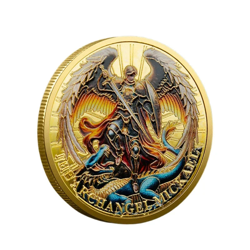 Archangel St. Michael Gold-Plated Guardian Angel Coin