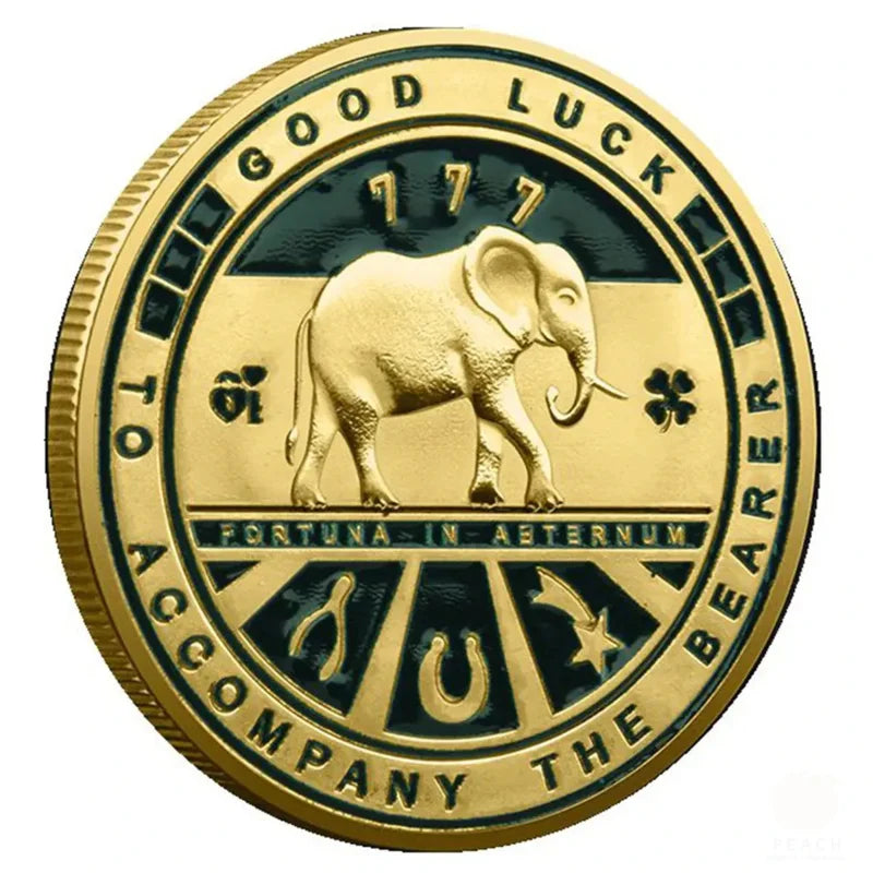 Lucky Four Leaf Clover Gold Coin  Good Luck Commemorative