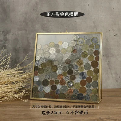 Hexagonal Glass Coin Display Box  Photo & Specimen Organizer