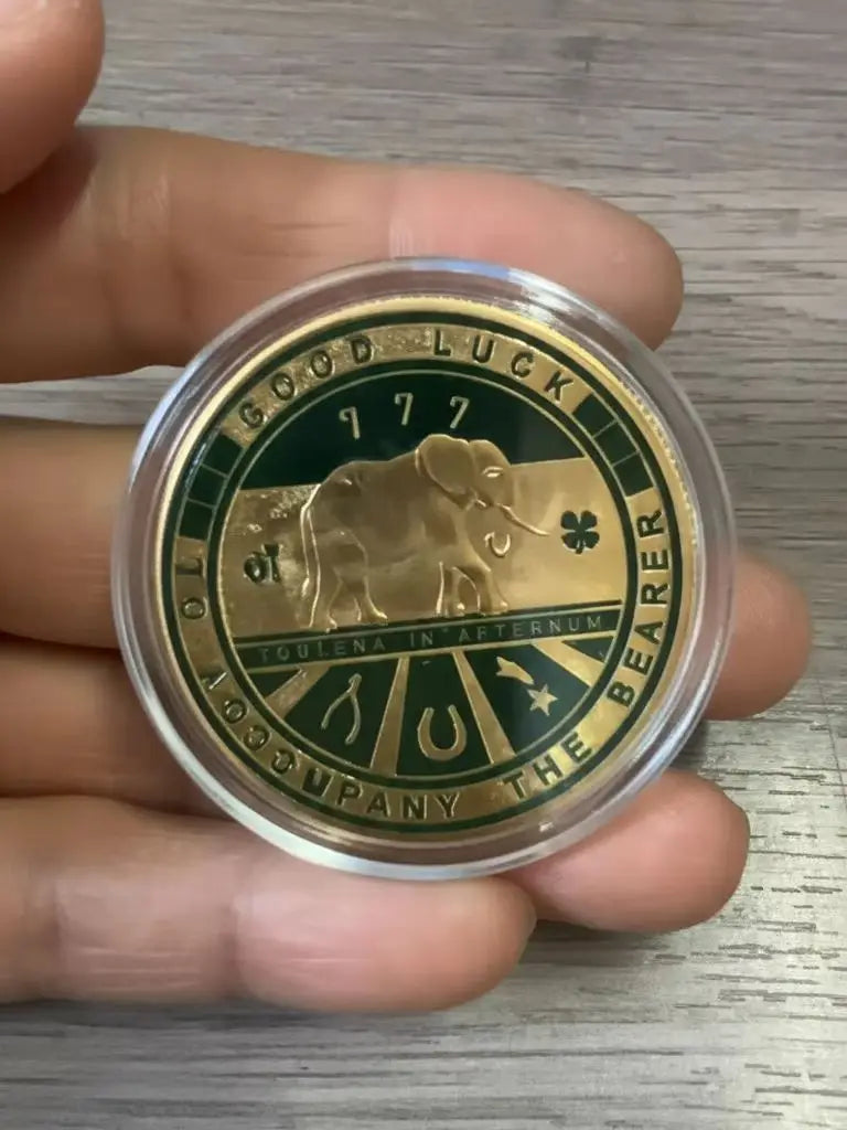 Lucky Four Leaf Clover Gold Coin  Good Luck Commemorative