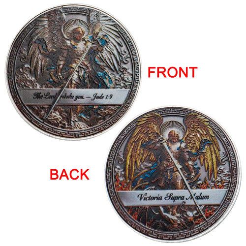 1pc Archangel Michael Commemorative Coin Guardian Angel Christian Faith Challenge Token Coin Family Gathering Gifts