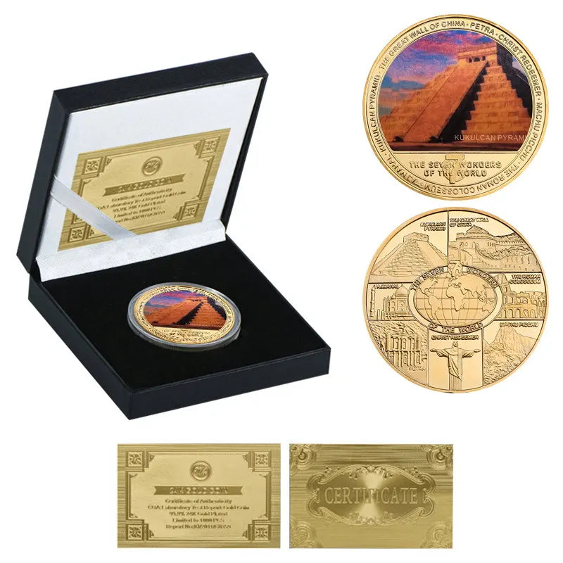 Seven Wonders of the World Gold-Plated Commemorative Coin Set