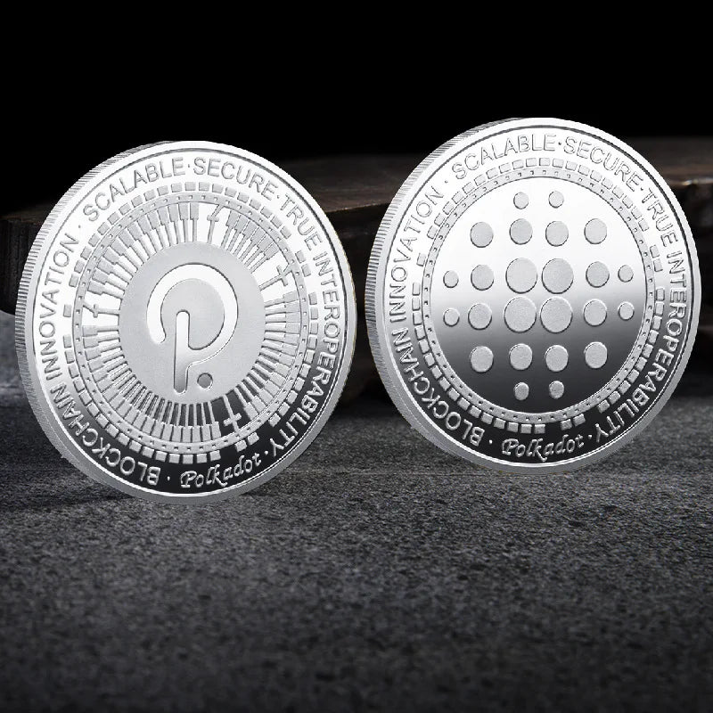 Bitcoin BTC ETH ADA XLM SHIB DOGE XRP SOL DOT LINK LTC UNI Coin Physical Metal Crypto Currency Coin Collection with Plastic Case