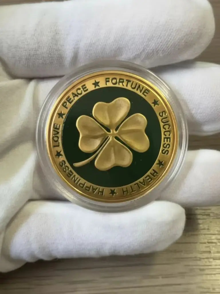 Lucky Four Leaf Clover Gold Coin  Good Luck Commemorative