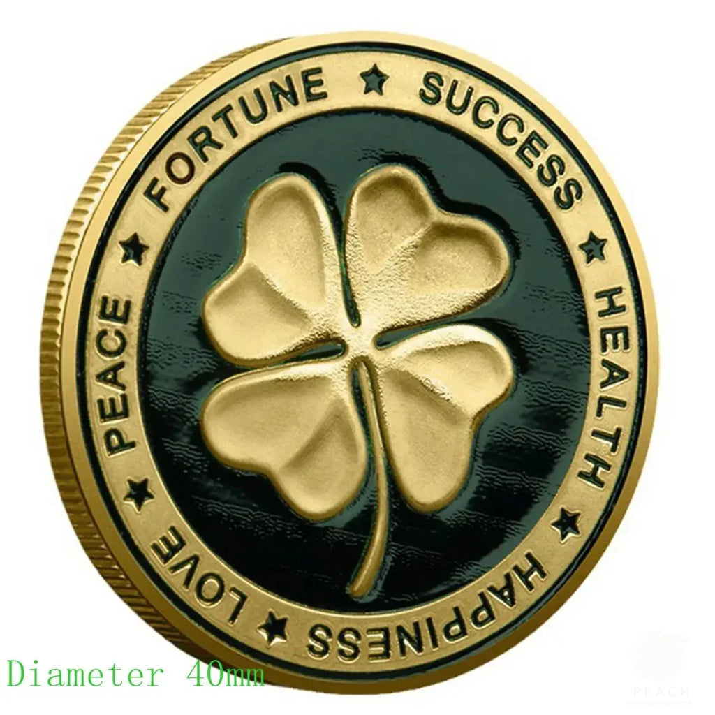 Lucky Four Leaf Clover Painted Coin 4cm Round Metal Souvenir Challenge Commemorative Coin for Home Decor