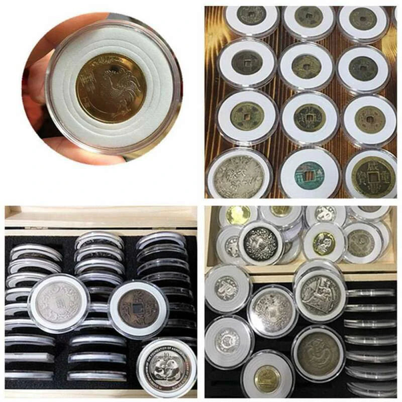 30-Piece Wooden Coin Storage Box  Multi-Size Collector Case