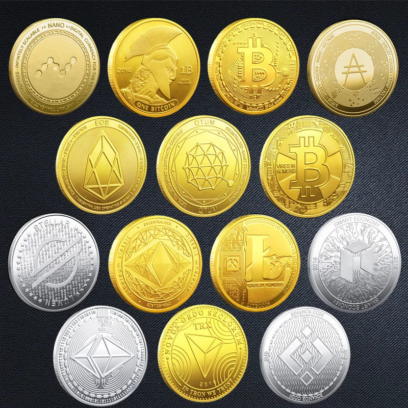 Crypto Commemorative Coin Set  BTC ETH & 12 More Coins