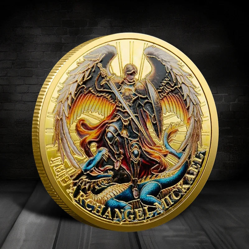 Archangel St. Michael Gold-Plated Guardian Angel Coin