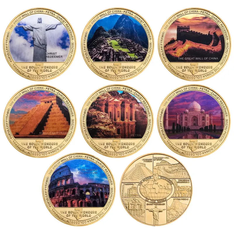 Seven Wonders of the World Gold-Plated Commemorative Coin Set