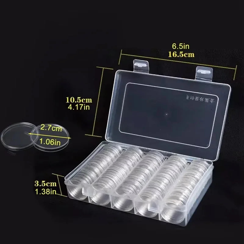 Clear Coin Capsule Storage Cases  27mm & 30mm (100 Pack)