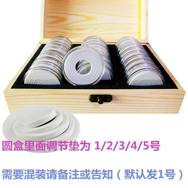 30pcs 20/25/30/35/40mm Coin Storage Box Wooden Commemorative Coin Collection Protector Storage Box Case