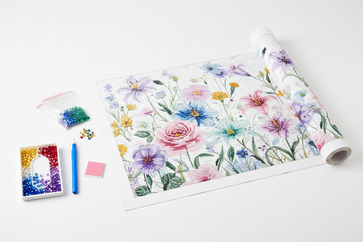 Diamond Art Painting Kit for Adults - DIY Flower Pattern Full Round Drill