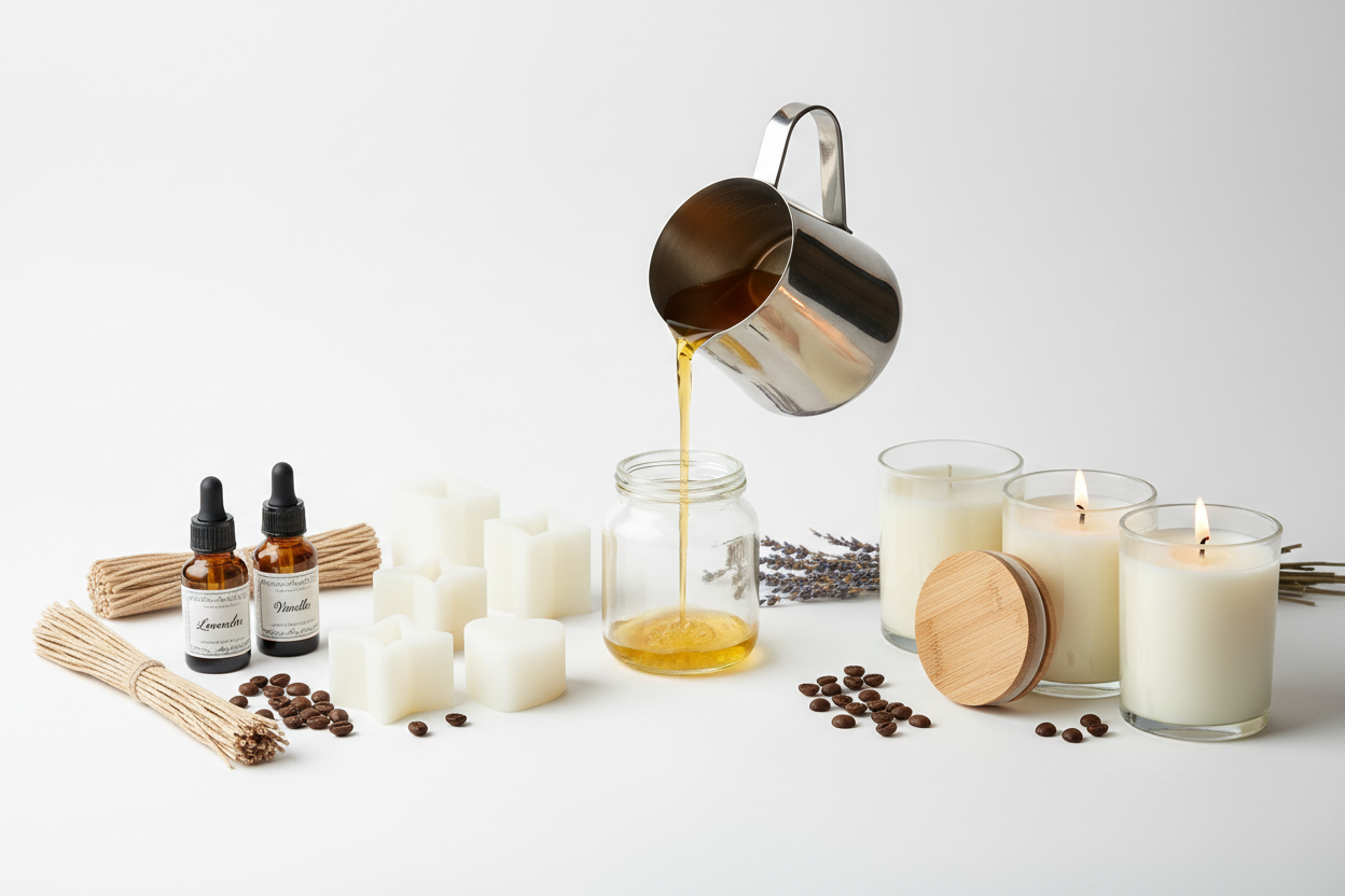 DIY Candle Making Kit for Beginners - Soy Wax, Wicks, Fragrance Oils and Molds Complete Set
