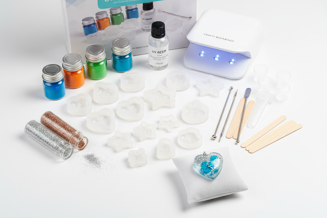 DIY Resin Art Kit for Beginners - UV Epoxy Resin Craft Set with Molds, Pigments and Tools